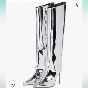 Metallic silver boots